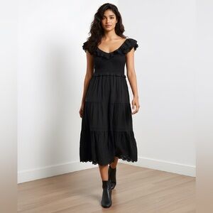 Madewell Madilynn Ruffle Neck Lucie Midi Dress size 4 NWT